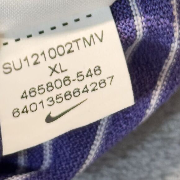 Nike Golf Dri Fit Shirt Mens XL Purple Striped Short Sleeve Polo Rugby Swoosh - Picture 9 of 14